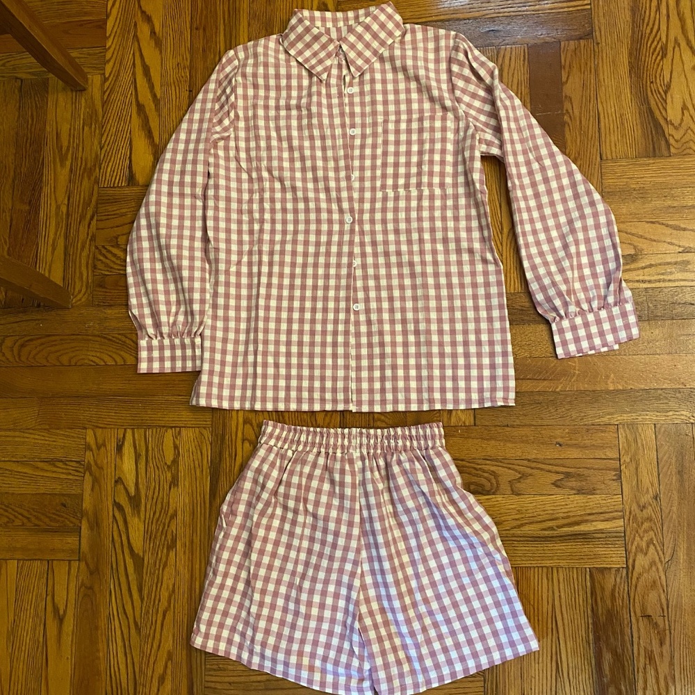 2 pieces pink white Vichy loungewear match set - Picture 7 of 7